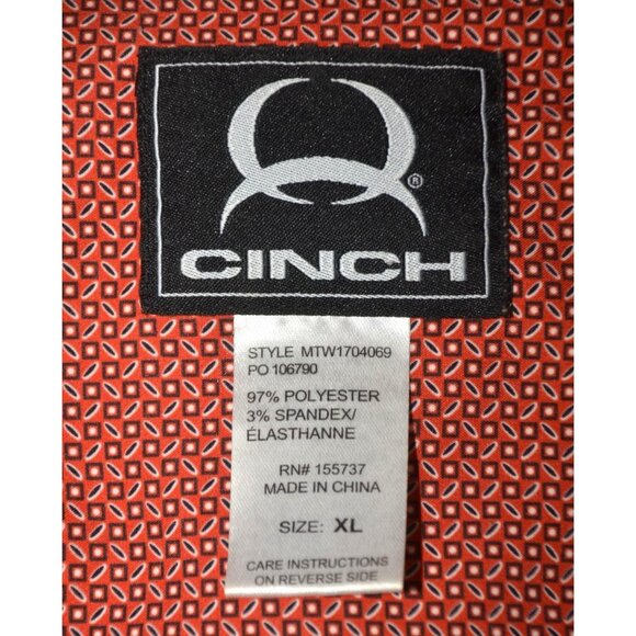 Cinch Mens Orange Geo Print Short Sleeve Button Down Shirt Size XL Western - Picture 8 of 9